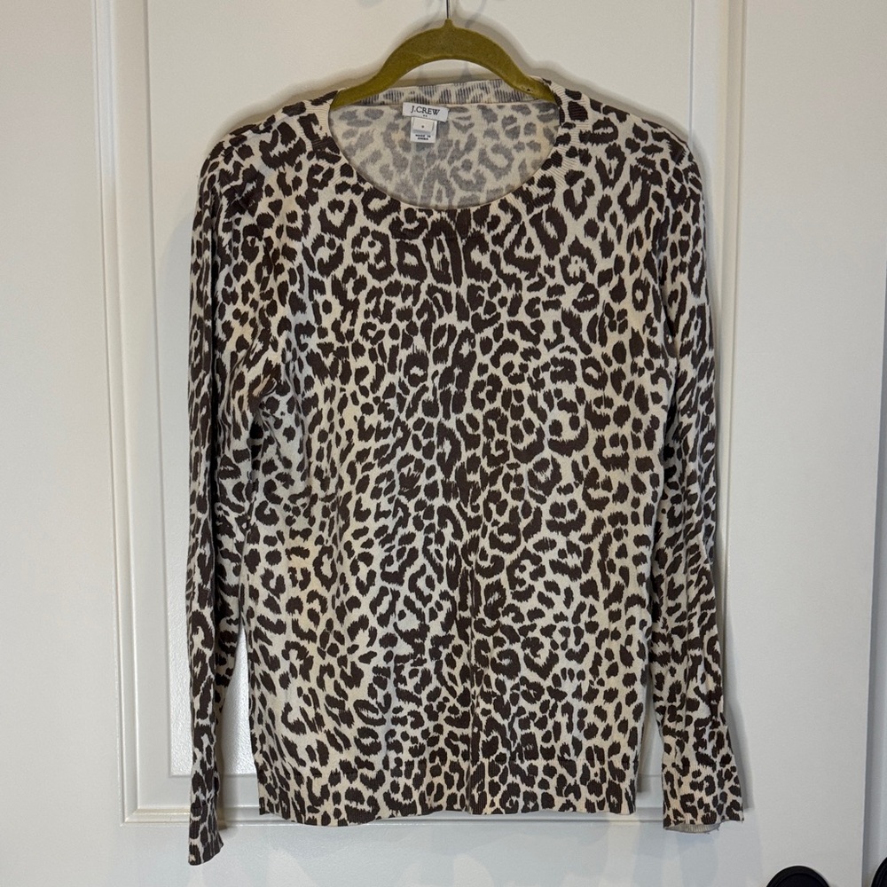 J. Crew Animal Print Long Sleeve Top size small